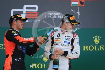 World © Octane Photographic Ltd. GP3 – Hungarian GP – Race 2. MP Motorsport - Dorian Boccolacci and ART Grand Prix - Anthoine Hubert. Hungaroring, Budapest, Hungary. Sunday 29th July 2018.