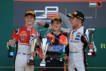 World © Octane Photographic Ltd. GP3 – Hungarian GP – Race 2. MP Motorsport - Dorian Boccolacci, ART Grand Prix - Callum Illot and Anthoine Hubert. Hungaroring, Budapest, Hungary. Sunday 29th July 2018.