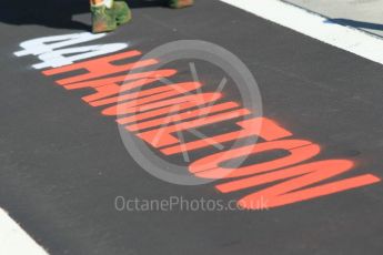 World © Octane Photographic Ltd. Formula 1 – Hungarian GP - Pitlane. Mercedes AMG Petronas Motorsport AMG F1 W09 EQ Power+ - Lewis Hamilton. Hungaroring, Budapest, Hungary. Thursday 26th July 2018.