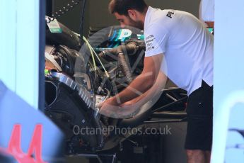 World © Octane Photographic Ltd. Formula 1 – Hungarian GP - Pitlane. Mercedes AMG Petronas Motorsport AMG F1 W09 EQ Power+ - Lewis Hamilton. Hungaroring, Budapest, Hungary. Thursday 26th July 2018.