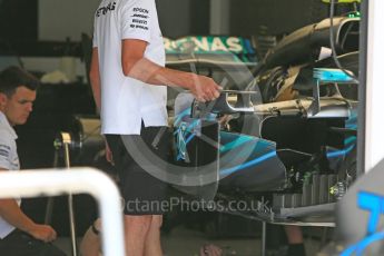 World © Octane Photographic Ltd. Formula 1 – Hungarian GP - Pit Lane. Mercedes AMG Petronas Motorsport AMG F1 W09 EQ Power+. Hungaroring, Budapest, Hungary. Thursday 26th July 2018.