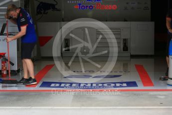 World © Octane Photographic Ltd. Formula 1 – Hungarian GP - Pit Lane. Scuderia Toro Rosso STR13 – Brendon Hartley. Hungaroring, Budapest, Hungary. Thursday 26th July 2018.