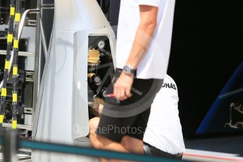 World © Octane Photographic Ltd. Formula 1 – Hungarian GP - Pit Lane. Mercedes AMG Petronas Motorsport air rig internal detail. Hungaroring, Budapest, Hungary. Thursday 26th July 2018.