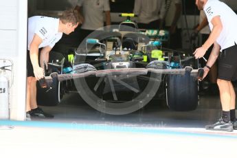 World © Octane Photographic Ltd. Formula 1 – Hungarian GP - Pit Lane. Mercedes AMG Petronas Motorsport AMG F1 W09 EQ Power+. Hungaroring, Budapest, Hungary. Thursday 26th July 2018.