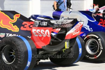 World © Octane Photographic Ltd. Formula 1 – Hungarian GP - Pit Lane. Aston Martin Red Bull Racing TAG Heuer RB14. Hungaroring, Budapest, Hungary. Thursday 26th July 2018.