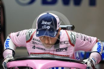 World © Octane Photographic Ltd. Formula 1 – Hungarian GP - Pit Lane. Sahara Force India VJM11 - Sergio Perez. Hungaroring, Budapest, Hungary. Thursday 26th July 2018.