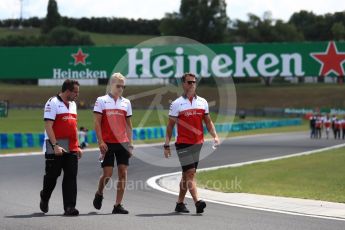 World © Octane Photographic Ltd. Formula 1 – Hungarian GP - Track walk. Alfa Romeo Sauber F1 Team  – Marcus Ericsson. Hungaroring, Budapest, Hungary. Thursday 26th July 2018.