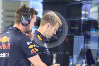 World © Octane Photographic Ltd. Formula 1 – Hungarian Post-Race Test - Day 1. Aston Martin Red Bull Racing engineers watching the car data. Hungaroring, Budapest, Hungary. Tuesday 31st July 2018.
