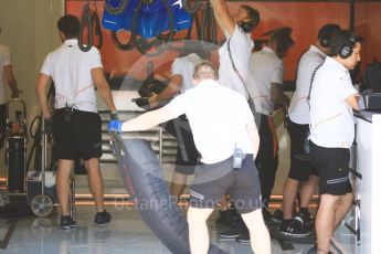 World © Octane Photographic Ltd. Formula 1 – Hungarian Post-Race Test - Day 1. McLaren garage. Hungaroring, Budapest, Hungary. Tuesday 31st July 2018.