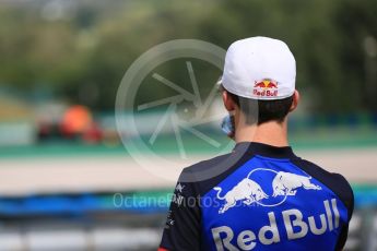 World © Octane Photographic Ltd. Formula 1 – Hungarian Post-Race Test - Day 2. Aston Martin Red Bull Racing TAG Heuer RB14 – Jake Dennis watched by Scuderia Toro Rosso – Pierre Gasly. Hungaroring, Budapest, Hungary. Wednesday 1st August 2018.