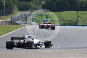 World © Octane Photographic Ltd. Formula 1 – Hungarian Post-Race Test - Day 2. Mercedes AMG Petronas Motorsport AMG F1 W09 EQ Power+ - George Russell and Scuderia Ferrari SF71-H – Kimi Raikkonen. Hungaroring, Budapest, Hungary. Wednesday 1st August 2018.