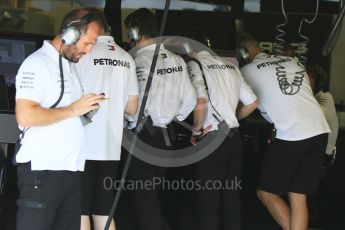 World © Octane Photographic Ltd. Formula 1 – Hungarian Post-Race Test - Day 2. Mercedes AMG Petronas Motorsport technicians watch the live data. Hungaroring, Budapest, Hungary. Wednesday 1st August 2018.