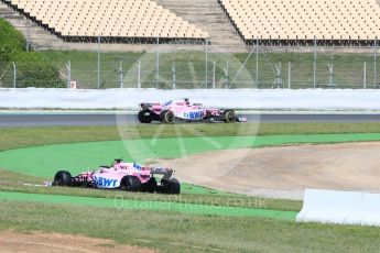 World © Octane Photographic Ltd. Formula 1 – In season test 1, day 1. Sahara Force India VJM11 - Nicholas Latifi and George Russell. Circuit de Barcelona-Catalunya, Spain. Tuesday 15th May 2018.
