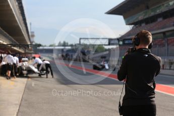 World © Octane Photographic Ltd. Formula 1 – In season test 1, day 2. McLaren member taking heat readings. Circuit de Barcelona-Catalunya, Spain. Wednesday 16th May 2018.