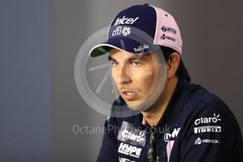 World © Octane Photographic Ltd. Formula 1 – Italian GP - FIA Drivers’ Press Conference. Racing Point Force India - Sergio Perez. Autodromo Nazionale di Monza, Monza, Italy. Thursday 30th August 2018.