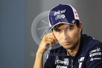 World © Octane Photographic Ltd. Formula 1 – Italian GP - FIA Drivers’ Press Conference. Racing Point Force India - Sergio Perez. Autodromo Nazionale di Monza, Monza, Italy. Thursday 30th August 2018.