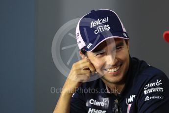 World © Octane Photographic Ltd. Formula 1 – Italian GP - FIA Drivers’ Press Conference. Racing Point Force India - Sergio Perez. Autodromo Nazionale di Monza, Monza, Italy. Thursday 30th August 2018.