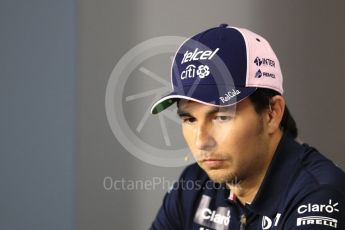 World © Octane Photographic Ltd. Formula 1 – Italian GP - FIA Drivers’ Press Conference. Racing Point Force India - Sergio Perez. Autodromo Nazionale di Monza, Monza, Italy. Thursday 30th August 2018.