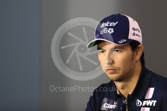 World © Octane Photographic Ltd. Formula 1 – Italian GP - FIA Drivers’ Press Conference. Racing Point Force India - Sergio Perez. Autodromo Nazionale di Monza, Monza, Italy. Thursday 30th August 2018.