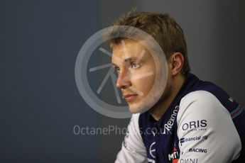 World © Octane Photographic Ltd. Formula 1 – Italian GP - FIA Drivers’ Press Conference. Williams Martini Racing -  Sergey Sirotkin. Autodromo Nazionale di Monza, Monza, Italy. Thursday 30th August 2018.