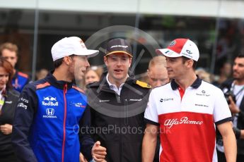 World © Octane Photographic Ltd. Formula 1 – Italian GP - Drivers Parade. Scuderia Toro Rosso STR13 – Pierre Gasly, McLaren MCL33 – Stoffel Vandoorne and Alfa Romeo Sauber F1 Team C37 – Charles Leclerc. Autodromo Nazionale di Monza, Monza, Italy. Sunday 2nd September 2018.