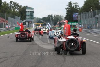 World © Octane Photographic Ltd. Formula 1 – Italian GP - Drivers Parade. Scuderia Ferrari SF71-H – Sebastian Vettel and Kimi Raikkonen. Autodromo Nazionale di Monza, Monza, Italy. Sunday 2nd September 2018.