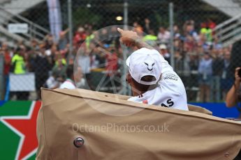 World © Octane Photographic Ltd. Formula 1 – Italian GP - Drivers Parade. Mercedes AMG Petronas Motorsport AMG F1 W09 EQ Power+ - Lewis Hamilton. Autodromo Nazionale di Monza, Monza, Italy. Sunday 2nd September 2018.