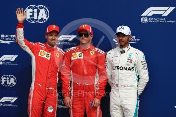 World © Octane Photographic Ltd. Formula 1 – Italian GP - Qualifying. Scuderia Ferrari SF71-H – Kimi Raikkonen, Sebastian Vettel and Mercedes AMG Petronas Motorsport AMG F1 W09 EQ Power+ - Lewis Hamilton. Autodromo Nazionale di Monza, Monza, Italy. Saturday 1st September 2018.