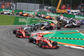 World © Octane Photographic Ltd. Formula 1 – Italian GP - Race. Scuderia Ferrari SF71-H – Kimi Raikkonen and Sebastian Vettel. Autodromo Nazionale di Monza, Monza, Italy. Sunday 2nd September 2018.