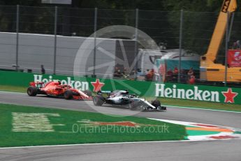 World © Octane Photographic Ltd. Formula 1 – Italian GP - Race. Mercedes AMG Petronas Motorsport AMG F1 W09 EQ Power+ - Lewis Hamilton and Scuderia Ferrari SF71-H – Kimi Raikkonen. Autodromo Nazionale di Monza, Monza, Italy. Sunday 2nd September 2018.