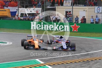 World © Octane Photographic Ltd. Formula 1 – Italian GP - Race. McLaren MCL33 – Fernando Alonso and Scuderia Toro Rosso STR13 – Pierre Gasly. Autodromo Nazionale di Monza, Monza, Italy. Sunday 2nd September 2018.