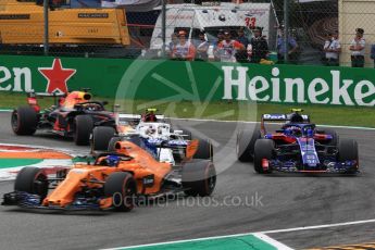 World © Octane Photographic Ltd. Formula 1 – Italian GP - Race. Scuderia Toro Rosso STR13 – Pierre Gasly and Alfa Romeo Sauber F1 Team C37 – Charles Leclerc. Autodromo Nazionale di Monza, Monza, Italy. Sunday 2nd September 2018.