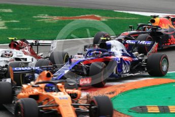 World © Octane Photographic Ltd. Formula 1 – Italian GP - Race. Scuderia Toro Rosso STR13 – Pierre Gasly and Alfa Romeo Sauber F1 Team C37 – Charles Leclerc. Autodromo Nazionale di Monza, Monza, Italy. Sunday 2nd September 2018.