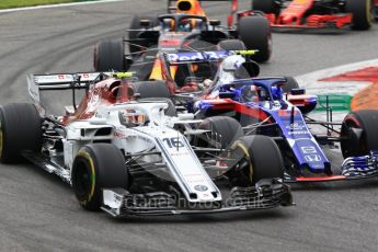 World © Octane Photographic Ltd. Formula 1 – Italian GP - Race. Scuderia Toro Rosso STR13 – Pierre Gasly and Alfa Romeo Sauber F1 Team C37 – Charles Leclerc. Autodromo Nazionale di Monza, Monza, Italy. Sunday 2nd September 2018.