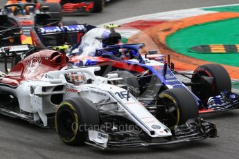 World © Octane Photographic Ltd. Formula 1 – Italian GP - Race. Scuderia Toro Rosso STR13 – Pierre Gasly and Alfa Romeo Sauber F1 Team C37 – Charles Leclerc. Autodromo Nazionale di Monza, Monza, Italy. Sunday 2nd September 2018.