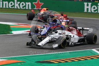 World © Octane Photographic Ltd. Formula 1 – Italian GP - Race. Alfa Romeo Sauber F1 Team C37 – Charles Leclerc and Scuderia Toro Rosso STR13 – Pierre Gasly. Autodromo Nazionale di Monza, Monza, Italy. Sunday 2nd September 2018.