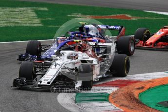 World © Octane Photographic Ltd. Formula 1 – Italian GP - Race. Alfa Romeo Sauber F1 Team C37 – Charles Leclerc and Scuderia Toro Rosso STR13 – Pierre Gasly. Autodromo Nazionale di Monza, Monza, Italy. Sunday 2nd September 2018.