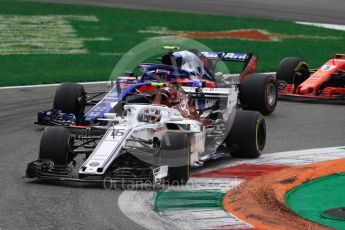 World © Octane Photographic Ltd. Formula 1 – Italian GP - Race. Alfa Romeo Sauber F1 Team C37 – Charles Leclerc and Scuderia Toro Rosso STR13 – Pierre Gasly. Autodromo Nazionale di Monza, Monza, Italy. Sunday 2nd September 2018.