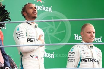 World © Octane Photographic Ltd. Formula 1 – Italian GP - Race - Podium. Mercedes AMG Petronas Motorsport AMG F1 W09 EQ Power+ - Lewis Hamilton and Valtteri Bottas. Autodromo Nazionale di Monza, Monza, Italy. Sunday 2nd September 2018.