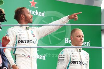 World © Octane Photographic Ltd. Formula 1 – Italian GP - Race - Podium. Mercedes AMG Petronas Motorsport AMG F1 W09 EQ Power+ - Lewis Hamilton and Valtteri Bottas. Autodromo Nazionale di Monza, Monza, Italy. Sunday 2nd September 2018.