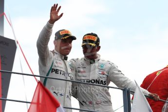 World © Octane Photographic Ltd. Formula 1 – Italian GP - Race - Podium. Mercedes AMG Petronas Motorsport AMG F1 W09 EQ Power+ - Lewis Hamilton and Valtteri Bottas. Autodromo Nazionale di Monza, Monza, Italy. Sunday 2nd September 2018.