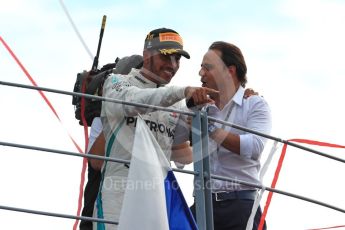 World © Octane Photographic Ltd. Formula 1 – Italian GP - Race - Podium. Mercedes AMG Petronas Motorsport AMG F1 W09 EQ Power+ - Lewis Hamilton and Felipe Massa. Autodromo Nazionale di Monza, Monza, Italy. Sunday 2nd September 2018.