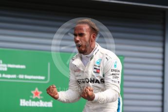 World © Octane Photographic Ltd. Formula 1 – Italian GP - Race - Podium. Mercedes AMG Petronas Motorsport AMG F1 W09 EQ Power+ - Lewis Hamilton. Autodromo Nazionale di Monza, Monza, Italy. Sunday 2nd September 2018.