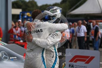 World © Octane Photographic Ltd. Formula 1 – Italian GP - Race - Podium. Mercedes AMG Petronas Motorsport AMG F1 W09 EQ Power+ - Lewis Hamilton and Valtteri Bottas. Autodromo Nazionale di Monza, Monza, Italy. Sunday 2nd September 2018.