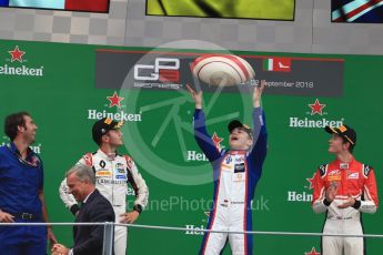 World © Octane Photographic Ltd. GP3 – Italian GP - Race 1. Trident - David Beckmann, ART Grand Prix - Callum Ilott and Anthoine Hubert. Autodromo Nazionale di Monza, Monza, Italy. Saturday 1st September 2018.