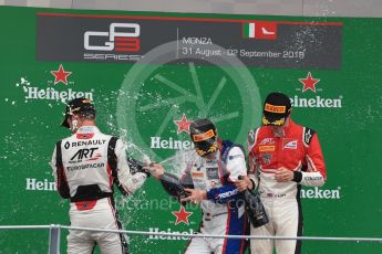 World © Octane Photographic Ltd. GP3 – Italian GP - Race 1. Trident - David Beckmann, ART Grand Prix - Callum Illot and Anthoine Hubert. Autodromo Nazionale di Monza, Monza, Italy. Saturday 1st September 2018.