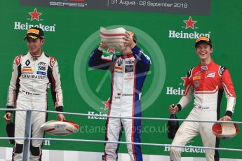 World © Octane Photographic Ltd. GP3 – Italian GP - Race 1. Trident - David Beckmann, ART Grand Prix - Callum Ilott and Anthoine Hubert. Autodromo Nazionale di Monza, Monza, Italy. Saturday 1st September 2018.