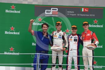 World © Octane Photographic Ltd. GP3 – Italian GP - Race 1. Trident - David Beckmann, ART Grand Prix - Callum Ilott and Anthoine Hubert. Autodromo Nazionale di Monza, Monza, Italy. Saturday 1st September 2018.