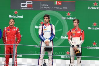 World © Octane Photographic Ltd. GP3 – Italian GP - Race 2. Trident - Guiliano Alesi, Pedro Piquet and Callum Ilott. Autodromo Nazionale di Monza, Monza, Italy. Sunday 2nd September 2018