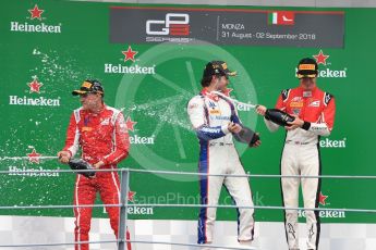 World © Octane Photographic Ltd. GP3 – Italian GP - Race 2. Trident - Guiliano Alesi, Pedro Piquet and Callum Ilott. Autodromo Nazionale di Monza, Monza, Italy. Sunday 2nd September 2018